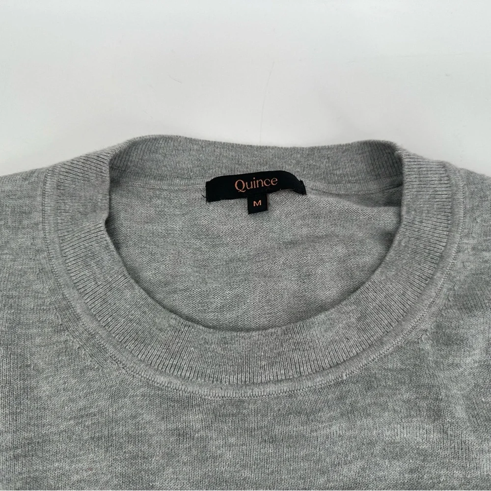Quince Lightweight Cotton Cashmere Crew Sweater Heather Grey Size Medium_4